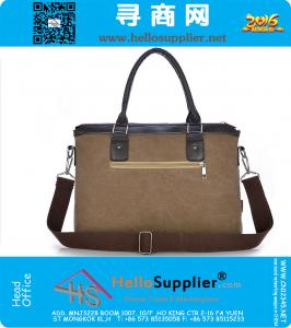 Mens Vintage Canvas lederen school schoudertas Computer laptop tas Satchel