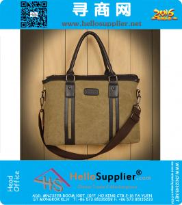 Mens Vintage Canvas lederen school schoudertas Computer laptop tas Satchel