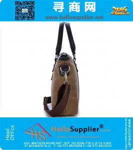 Mens Vintage Canvas lederen school schoudertas Computer laptop tas Satchel