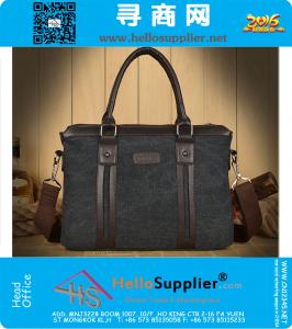 Mens Vintage Canvas lederen school schoudertas Computer laptop tas Satchel