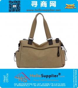 Heren Reistas Canvas Pu Leder Zachte Mode Reis Plunjezakken Grote Schouder Handtassen Merk Bagage Sporttas