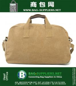 Grote capaciteit dikke canvas reistas Vintage militaire lederen handvat Bagage Casual sport Duffle schoudertas handtas