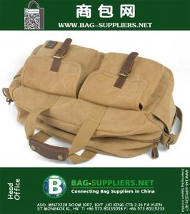 Grote capaciteit dikke canvas reistas Vintage militaire lederen handvat Bagage Casual sport Duffle schoudertas handtas