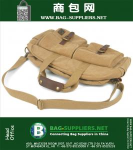 Grote capaciteit dikke canvas reistas Vintage militaire lederen handvat Bagage Casual sport Duffle schoudertas handtas