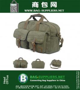 Grote capaciteit dikke canvas reistas Vintage militaire lederen handvat Bagage Casual sport Duffle schoudertas handtas