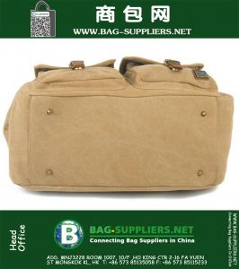 Grote capaciteit dikke canvas reistas Vintage militaire lederen handvat Bagage Casual sport Duffle schoudertas handtas
