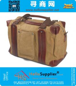 Duurzame reistas, canvas met lederen weekendtas met grote capaciteit, lichtgewicht handbagage