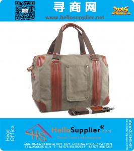 Duurzame reistas, canvas met lederen weekendtas met grote capaciteit, lichtgewicht handbagage