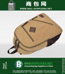 Heren Vintage bruine, zwarte canvas lederen reisrugzak Militaire rugzak Satchel laptoptassen