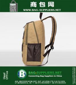 Heren Vintage bruine, zwarte canvas lederen reisrugzak Militaire rugzak Satchel laptoptassen