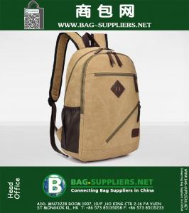 Heren Vintage bruine, zwarte canvas lederen reisrugzak Militaire rugzak Satchel laptoptassen