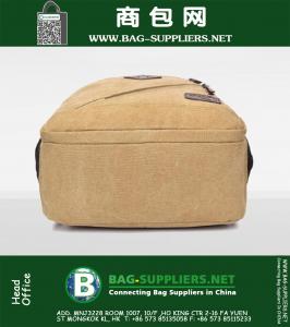Heren Vintage bruine, zwarte canvas lederen reisrugzak Militaire rugzak Satchel laptoptassen