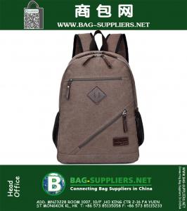 Heren Vintage bruine, zwarte canvas lederen reisrugzak Militaire rugzak Satchel laptoptassen