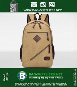Heren Vintage bruine, zwarte canvas lederen reisrugzak Militaire rugzak Satchel laptoptassen