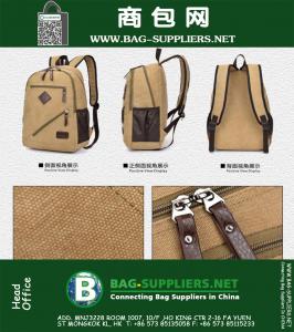 Heren Vintage bruine, zwarte canvas lederen reisrugzak Militaire rugzak Satchel laptoptassen