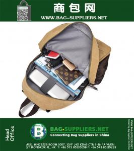 Heren Vintage bruine, zwarte canvas lederen reisrugzak Militaire rugzak Satchel laptoptassen