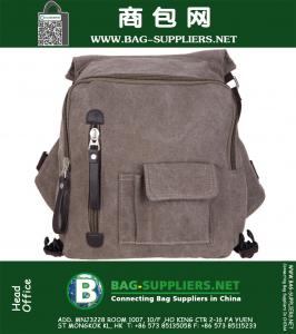 Echt leer Outdoor Heren Vintage Canvas Casual Reizen Hiking Rugzak Tas Rugzak Militaire tactische rugzak