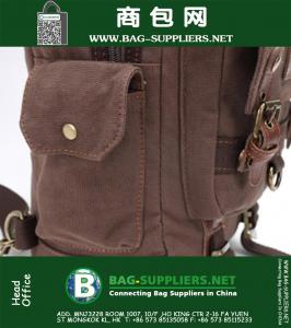 Heren Casual Vintage Militaire Canvas Schouder Rugzak Reizen Wandelen Studentenstas Satchel Rugzak