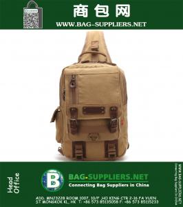 Heren Casual Vintage Militaire Canvas Schouder Rugzak Reizen Wandelen Studentenstas Satchel Rugzak