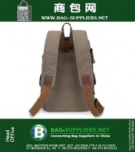 Vintage Canvas Backpack Tassen Leren Flap Laptop Rugzakken Designer Style Trekkoord Rugzakken Travel Hiking Tassen