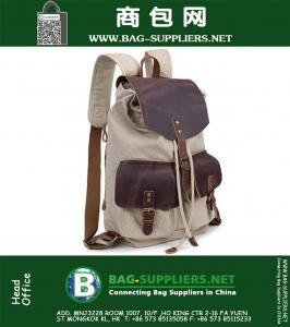 Vintage Canvas Backpack Tassen Leren Flap Laptop Rugzakken Designer Style Trekkoord Rugzakken Travel Hiking Tassen