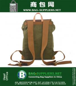 Vintage Unisex Canvas Rugzak Echt leer Tactische Rugzak Rugzak Reistas