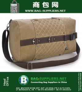 Hoge Kwaliteit Mode Outdoor Militaire Tactische Rugzak Mannen Lange Emmer Vorm Canvas Plaid Schoudertas Camping Wandelen Tas