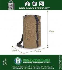 Hoge Kwaliteit Mode Outdoor Militaire Tactische Rugzak Mannen Lange Emmer Vorm Canvas Plaid Schoudertas Camping Wandelen Tas