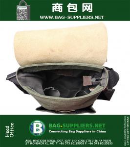 Militair Leger Groen Bruin Vintage Leren Canvas Rugzak Haversack Reistassen Hiking Camping Bike Dames Heren Tas