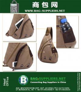Холст Мужчины Daypack Messenger Плечо CrossbodyBag Ноутбук Satchel Путешествие Пешие прогулки Поход на Кемпинг Sling Chest Back Pack