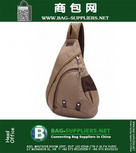 Холст Мужчины Daypack Messenger Плечо CrossbodyBag Ноутбук Satchel Путешествие Пешие прогулки Поход на Кемпинг Sling Chest Back Pack