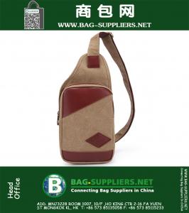 Vintage Unisex Canvas schoudertassen Sling Chest Bag Rugzak Sporttas met militaire borstpakken