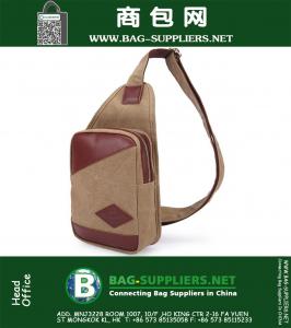 Vintage Unisex Canvas schoudertassen Sling Chest Bag Rugzak Sporttas met militaire borstpakken