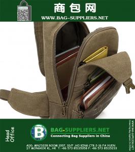 Canvas met PU lederen militaire tactische reizen wandelen rijden Cross Body Messenger schoudertas terug Sling borst tas