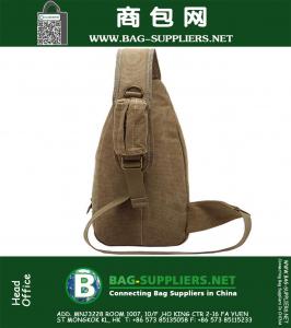 Canvas met PU lederen militaire tactische reizen wandelen rijden Cross Body Messenger schoudertas terug Sling borst tas