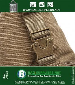 Canvas met PU lederen militaire tactische reizen wandelen rijden Cross Body Messenger schoudertas terug Sling borst tas