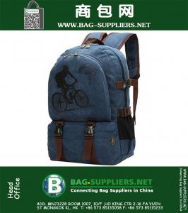 Rugzak voor heren Vintage Canvas Hiking Travel Military Rugzak Boy's Schooltassen