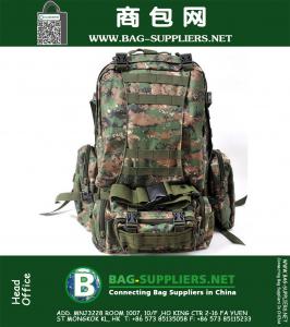 Hoge kwaliteit Mannen Vrouwen Outdoor Militaire Leger Tactische Rugzak Camping Wandelen Trekking Camouflage tas Met twee zijtas