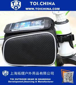 Bolso de Panier de la barra cruzada del tubo superior del bolso del marco doble del teléfono móvil de la bici