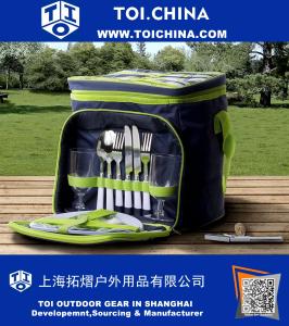 Geïsoleerde picknickmand - Lunch Tote Koelere rugzak Bestek Twee couverts