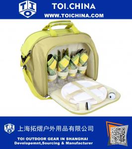 Picnic Bag - 4-persoons bestekset - geïsoleerd voedselcompartiment ideaal voor wandelingen, strand, parken, concerten