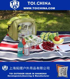Picnic Bag - 4-persoons bestekset - geïsoleerd voedselcompartiment ideaal voor wandelingen, strand, parken, concerten