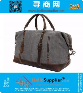 Grote capaciteit Vintage militaire lederen Canvas bagage reistassen Casual sport Duffle schoudertas draagbare handtas