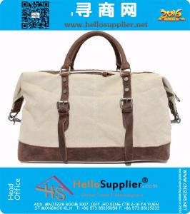 Grote capaciteit Vintage militaire lederen Canvas bagage reistassen Casual sport Duffle schoudertas draagbare handtas