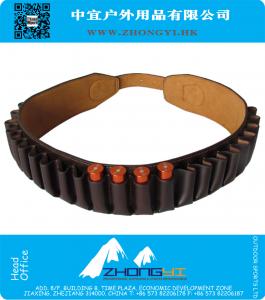 23 Ronda 12 Gauge Bandolier Bandoleer Gun Shell Holder cinturón de cuero ajustable Hunting Gun accesorios