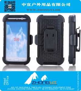 4 em 1 S6 Telefone Armadura robusta à prova de choque Estilo militar Cinto Clip Holder Stand Csse para Samsung Galaxy S6 G9200 Heavy Duty Case