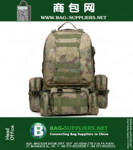 50L de gran capacidad que acampa bolso mochilas militares al aire libre mochila senderismo, Moutain bolsas de nylon bolsa de 12 colores de viaje