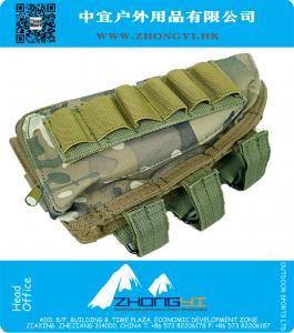 Airsoft Shotgun Rifle Ammo Pouch Cheek Pad MultiCam Tactical Molle Acessório Shotgun Rifle Bags Kit peças saco pendente