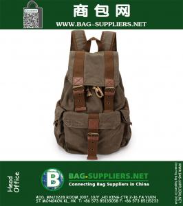 Canvas Cow Leather Caminhadas Viagens Militar Bag Rucksack School Backpack Moda Men's Travel Bags Mochilas