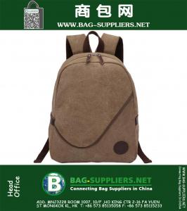 Canvas Multi-Pocket Classic Cotton Backpack Book Bag Khaki Rucksack Travel Military